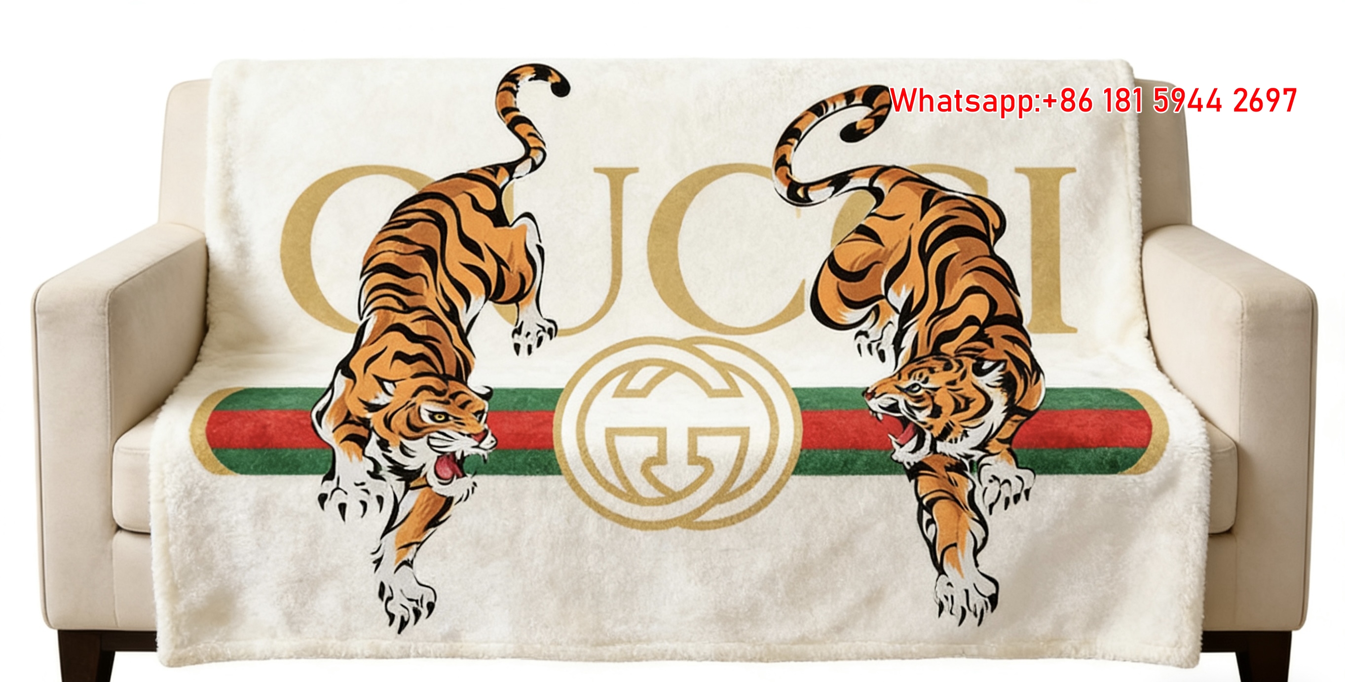 Gucci Dual Tiger Throw Blankets IMG_2983